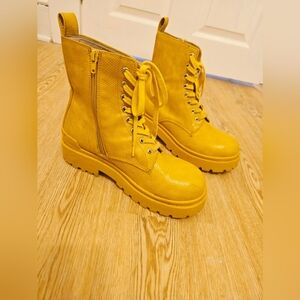Urban Outfittera Yellow Lace-Up Ankle Boots